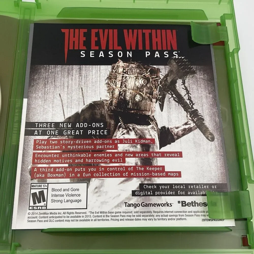 The Evil Within (Microsoft Xbox One, 2014) With Lenticular Slip Cover Sleeve VGC